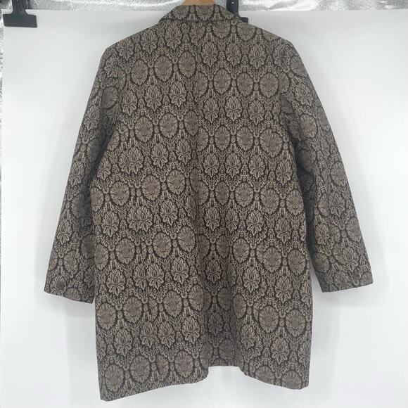 Dialogue brown tan baroque jacquard blazer jacket Women’s Size 16 Chic Career - Picture 3 of 12